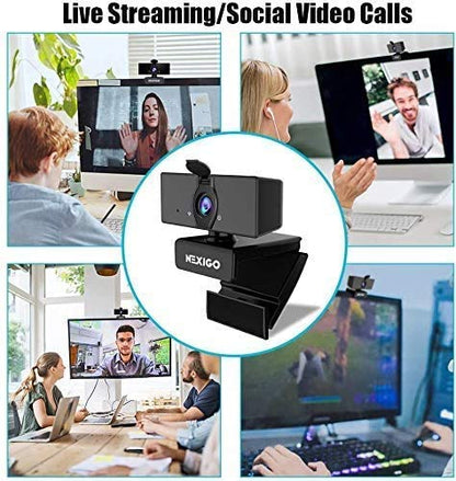 NexiGo N660 1080P Business Webcam with Dual Microphone & Privacy Cover, USB FHD Web Computer Camera, Plug and Play, for Zoom/Skype/Teams Online Teaching, Laptop MAC PC Desktop (Renewed) - style: 1080P Webcam