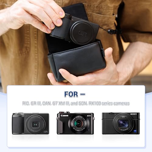 Leather GR IV G7X Mark III Case, Compact Durable Camera Pouch for Kodak EKTAR H35N for Ricoh GRIV GR 4 HDF GRIIIX GR3X Lumix ZS99 for Sony RX100 VII VA VI V IV III II G7XM3 PowerShot SX740 G7X Mark II - size: Blue for GRIV & More