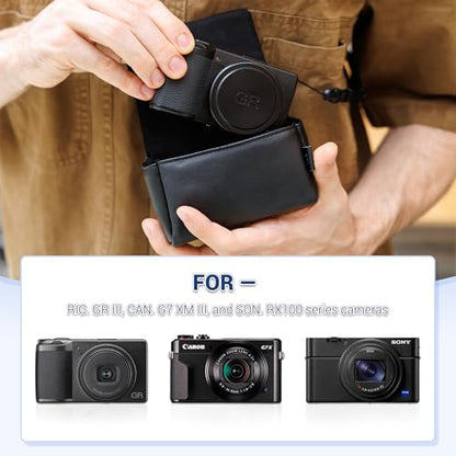 Leather GR IV G7X Mark III Case, Compact Durable Camera Pouch for Kodak EKTAR H35N for Ricoh GRIV GR 4 HDF GRIIIX GR3X Lumix ZS99 for Sony RX100 VII VA VI V IV III II G7XM3 PowerShot SX740 G7X Mark II - size: Blue for GRIV & More