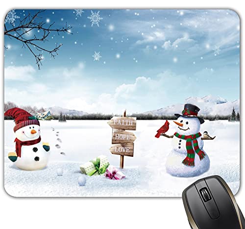 Winter Christmas Snowman Faith Love Hope Cardinal Bird Snow Scene Mouse Pad Mat Mousepad 8.6 X 7.1 in - color: Snow Scene