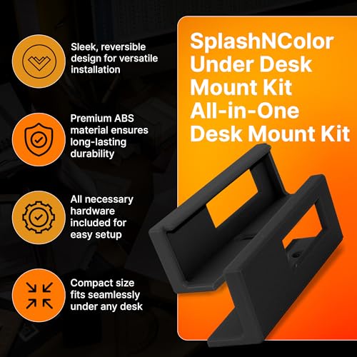Under Desk Mount Kit for Focusrite Scarlett 2i2 (3rd Gen) – Secure Under Desk Organizer with Reversible ABS Brackets and Clips – Desk Mount Accessories for Sturdy Installation – Black
