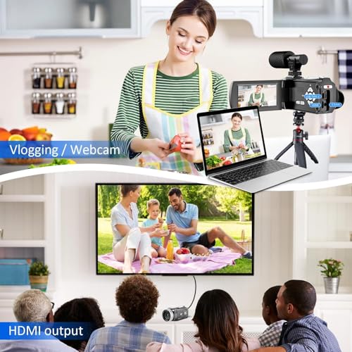 4K Ultra HD Video Camera Camcorder, 48MP Digital Recorder with Wireless Lavalier Microphone, 18X Digital Zoom, Remote Control, 32GB SD Card for Vlogging YouTube Travel