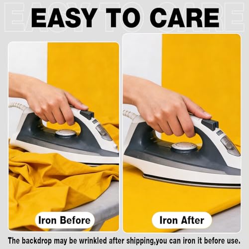Photo Backdrop Yellow Background Fabric Professional Photography Solution 6x9ft Seamless Design Eliminate Wrinkles Short Video Food Photography Summer Theme Event - color: Yellow, size: 6x9ft