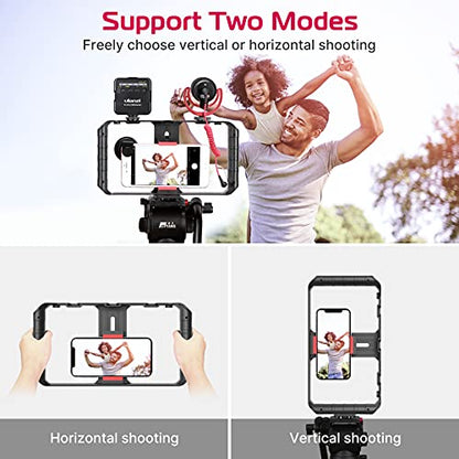ULANZI U Rig Pro Smartphone Video Rig, Filmmaking Vlogging Case, Phone Video Stabilizer Grip Tripod Mount for Videomaker Film-Maker Video-grapher with Cold Shoe Mount for iPhone Samsung and More - color: Black