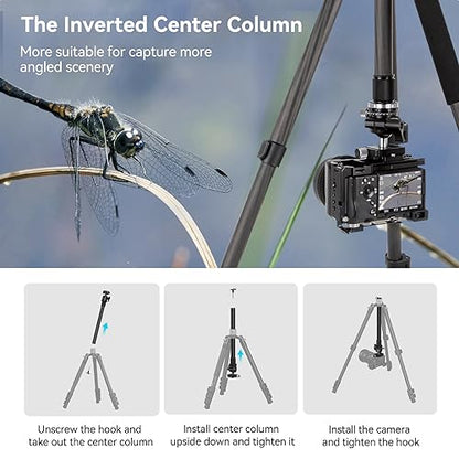 SmallRig AP-20 Carbon Fiber Tripod, 62.2" Camera Tripod Monopod with Center Column, Compact Lightweight Tripods with 360° Ball Head, Payload 26.5 lbs, Quick Release Plate, for DSLR Camera - 4059 - style: 62.2"
