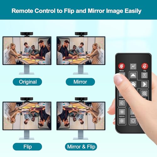 4K Webcam with 5-Level LED Light, 12MP Camera, USB Webcam with Dual Noise-canceling Microphones, PDAF Fast Auto Focus, Remote Control, 360° Rotation, Perfect for Live streaming, Online Meeting