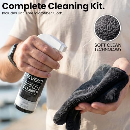 EVEO® Screen Cleaner Spray Kit (Streak-Free) TV Screen Cleaner for Smart TV, LCD, LED, OLED | Computer Screen Cleaner Spray and Wipe Microfiber Cloth - TV, Monitor, Laptop, iPad, Car - 6.7oz 4 Pack - size: 8 Fl Oz (Pack of 8)