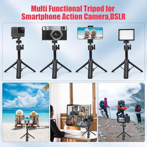 Extendable Mini Tripod,8-23.6inch Height Adjustable 360 Rotation Ball Head Handheld Vlog Small Camera Tripod for GoPro Hero 13/12/11/10/9/8/7/Max DJI Osmo Pocket 3 Action 5 Pro
