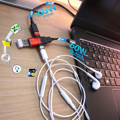 Small USB C HUB 3-in-1 USB Adapter for Laptop Network Real-Time Streaming Media Suitable for Carrying on Business Trips/Travels. - color: 1pack Red