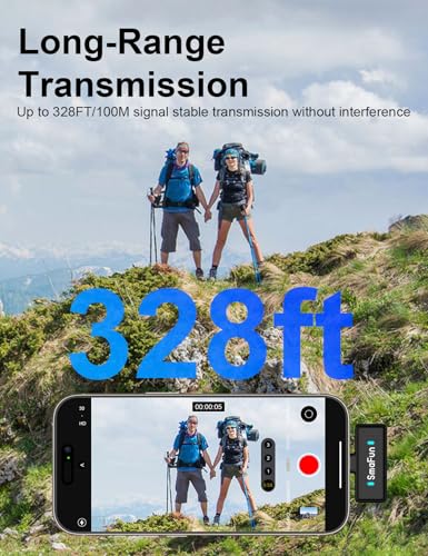 Wireless Microphone for iPhone Android, SmaFun TwinCast S2 Lavalier Microphone, 2 Mics 2 Receivers with Lightning USB-C, Noise Cancelling Clip On Mic, 48H Charging Case, 328FT for Video TikTok YouTube - size: 2TX2RX ChargingCase