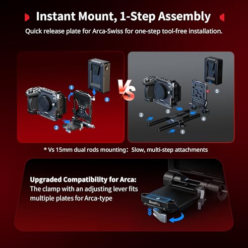 SMALLRIG Foldable V Mount Battery Plate Kit Pro, w/QR Plate for Arca, LCD Screen Protection Bracket & Cable Clips, All-in One Compact Camera Video Rig for Mirrorless/DSLR, for NEEWER V Mount Battery - style: Pro