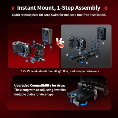 SMALLRIG Foldable V Mount Battery Plate Kit Pro, w/QR Plate for Arca, LCD Screen Protection Bracket & Cable Clips, All-in One Compact Camera Video Rig for Mirrorless/DSLR, for NEEWER V Mount Battery - style: Pro