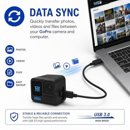 Master Cables USB-C Charger & Data Sync Cable 5 Foot Compatible with GoPro HERO13, HERO12, HERO11 Mini, HERO10, HERO9, HERO8, HERO7, HERO6, HERO5, HERO5 Session & MAX -USB Type-C Charging Lead