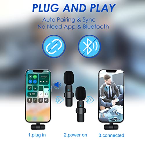Bulatry Wireless Lavalier Lapel Microphone for iPhone iPad, Bluetooth Mini Clip-on Shirt Phone Mic for Video Recording, TikTok, YouTube, Interview, Podcast