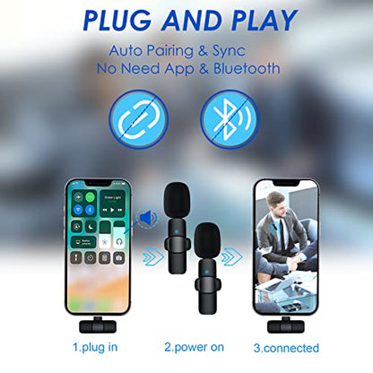 Bulatry Wireless Lavalier Lapel Microphone for iPhone iPad, Bluetooth Mini Clip-on Shirt Phone Mic for Video Recording, TikTok, YouTube, Interview, Podcast