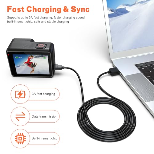 USB C Charging Charger Cable Data Sync Cord Compatible with Gopro Hero 13 Hero 12 Hero 11/10/ 9/8/ 7/6/ Hero 5 Session, MAX Camera, DJI Osmo Pocket, Action 3 Camera, 3.3FT