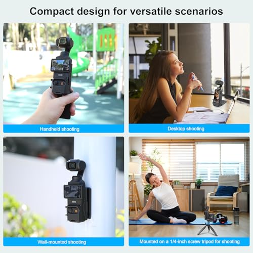 PULUZ Folding Magnetic Mount Stand for DJI Osmo Pocket 3 Accessories,Upgraded Pocket3 Accessories Portable Desktop Tripod Stand,180°Adjustable Handle & Case,Vlogging Accessories (Black)