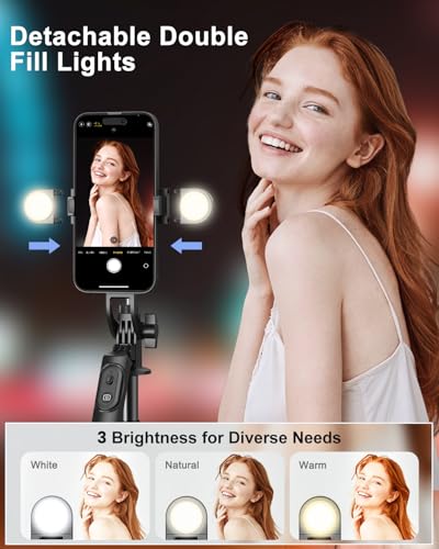 Yeaki 71" Phone Tripod,Tripod for iPhone with Fill Light and Rechargeable Remote,Aluminum Selfie Stick Phone Stand Compatible with Cell Phone/Camera/Ring Light/DJI/GoPro - size: 71 inches