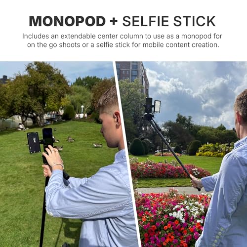 Audience Vlogging Kit for iPhone & Android — 72" Tripod with Dual Wireless Mics, LED Light, Phone Mount, Bluetooth Remote & Travel Case