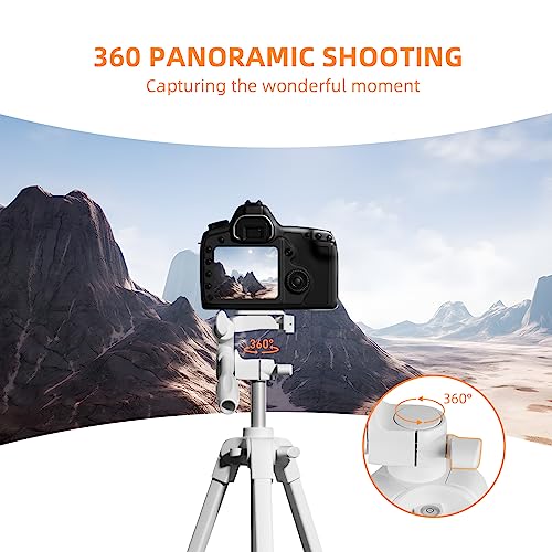 PHOPIK Extendable Tripod Stand - 55" Phone Tripod with 360 Panorama, Shutter-Video, 1/4" Mounting Screw for iPhone/Android/Sport Camera&Insta360 x5 - White - size: Upgrade White