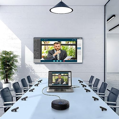 Conference Speaker and Microphone, 10 AI Mics 360° Voice Pick Up & Noise Reduction, USB Speakerphone for 10-15 People Conference Room, Compatible with Multi-Leading Platforms, Zoom, MS Team - color: Black