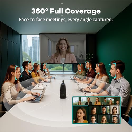 KanDao Meeting Ultra Standard - 360° 4K All-in-One Video Conference Camera, AI Tracking, 8 Noise-Cancelling Mics, Build-in System, Works with Zoom, Google Meet, Microsoft Teams - Plug & Play - color: black- grey