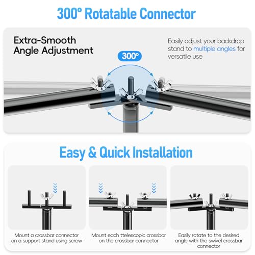 EMART Back Drop Adjustable Stand,10X10X10ft Square Backdrop Stand Heavy Duty Photography Background Support System Kit with 300° Rotatable Connector and 12 Spring Clamp for Party,Wedding,Photo Studio - size: 10×10×10ft(Square）