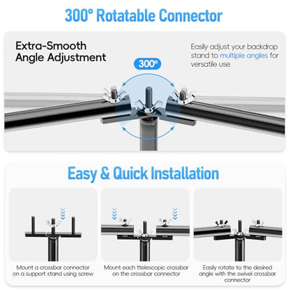 EMART Back Drop Adjustable Stand,10X10X10ft Square Backdrop Stand Heavy Duty Photography Background Support System Kit with 300° Rotatable Connector and 12 Spring Clamp for Party,Wedding,Photo Studio - size: 10×10×10ft(Square）