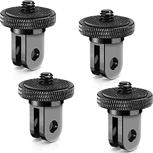 Frienda 4 Pieces Aluminum Camera Tripod Mount Adapter 1/4-20 Conversion Adapter for Tripod Compatible with GoPro Action Cameras and Other Standard 1/4 Accessories(Black) - color: Black