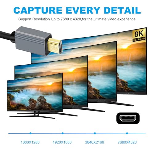 Cable Micro HDMI 2.1 Male to HDMI Male 8K 60hz Stretch Coiled Cable for HDTV Camera Laptop Monitor (100cm) - style: Micro HDMI Straight Type