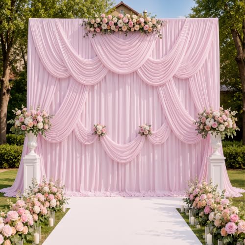 10ftx10ft Wrinkle Free Light Pink Backdrop Curtains for Parties, Silky Polyester Photo Backdrop Drapes 2 Panels 5x10ft Back Drop Cloth for Wedding Birthday Baby Shower Photography Background - color: Light Pink, size: 10ftx10ft