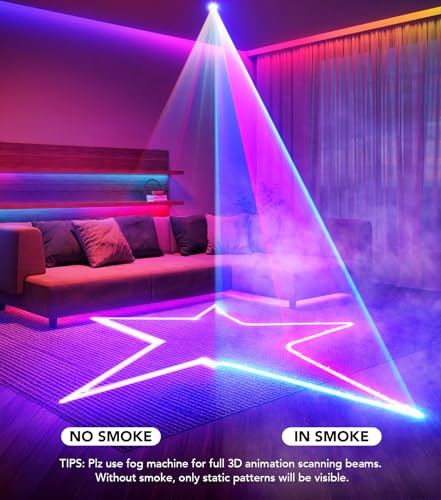 KeoBin APP DJ Laser Lights Professional - 200+ 3D RGB Animation Laser Light Show, Hand Drawing, Custom Patterns, Sound Actived & DMX Sync for Party, Stage, Club