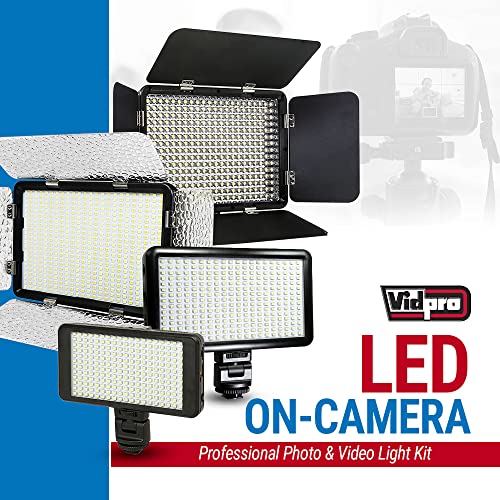 Vidpro LED-530 Photo and Video Light Kit - On Camera Panel LED Light - Adjustable and Dimmable 3200K-5600K Variable Color Light Fits Cameras w/Hot Shoe Includes Rechargeable Battery Diffuser - size: LED-530