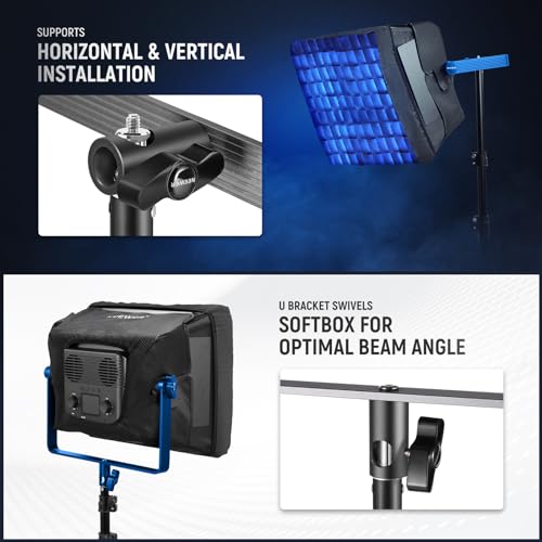 NEEWER Upgraded Softbox Diffuser for PL60C RGB LED Video Light Panel, 15.4"x12.6"/39x32cm Foldable with Grid/Bag/Blackout Hood, No Need to Remove Barndoors Quick Set Up for Portrait Soft Light, NS6S - style: NS6S for PL60C