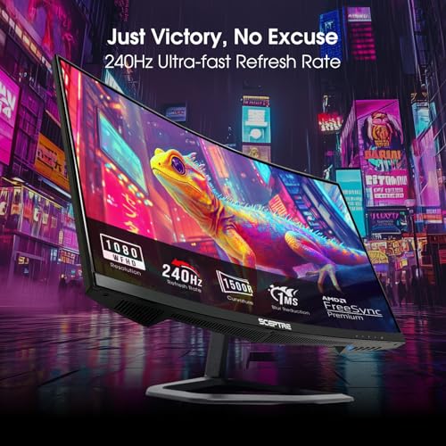 New! Sceptre Curved 24.5-inch Gaming Monitor up to 240Hz 1080p R1500 1ms DisplayPort x2 HDMI x2 Eye Care Build-in Speakers, Machine Black 2026 (C255B-FWT240 Series) - style: 2025 25" Curved 240Hz