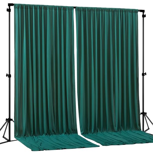 Hunter Green Backdrop Curtain-Wrinkle-Free Polyester Fabric Green Photography Curtains for Wedding Party Photo Background Decorations- 8 X10FT (Hunter Green) - color: Hunter Green, size: W4' x H10'(2 panels)