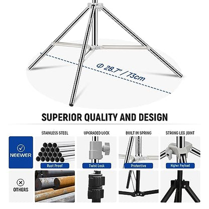 NEEWER Upgraded 75"/190cm Light Stand Stainless Steel Spring Loaded, Foldable Photography Tripod Stand with Stronger Tube Joints for Strobe Softbox LED Ring Light, Max Load 13.5lb/6.5kg, ST-190SS - style: ST-190SS