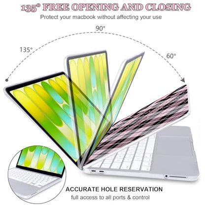 Black Pink Geometric Rhombus Hard Shell Case for 2026 Apple MacBook Neo 13 Inch A18 Pro A3404 Full Protective Accessories Kit - color: Black Pink Geometric Rhombus