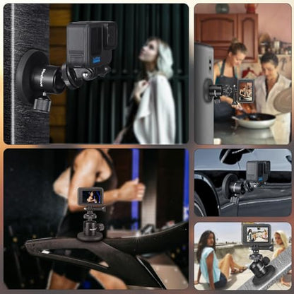 Magnetic Camera Mount for Action Camera, Super Strong Rubber Magnet with 360° Rotation Ball Head, 1/4"-20 Male Thread Screw, Magnet Camera Stand for GoPro, Insta 360, DJI Osmo Action Nano - color: C1302-New