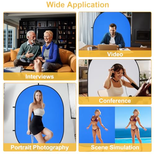 Kate Collapsible Pop-Up Backdrop for Self-Tape Auditions, Professional Headshots, Video Conferencing & Live Streaming - Portable Photography Background (5'x6.5' / 1.5x2m, Blue/Gray) - color: Blue/Gray
