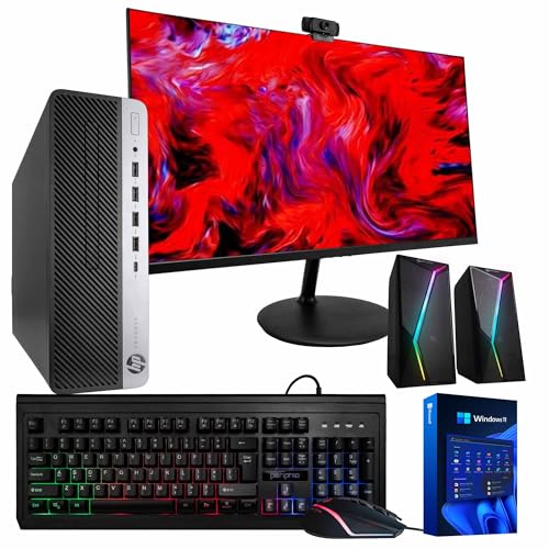 HP EliteDesk 600G4 Desktop Computer, Windows 11 Pro PC, Intel i5-8500 (3.2GHz), 16GB RAM, 500GB SSD, 5G-WiFi & BT, 22in Monitor, RGB Speakers, Webcam, Home Office (Renewed)