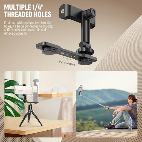 NEEWER Phone Holder Mount Compatible with DJI Osmo Pocket 4 & Pocket 3, Accessories Expansion Cell Phone Mount with 1/4" Threads for Tripod/Extension Rod, Cold Shoe for Mini Video Light, Mic, AC021 - style: AC021