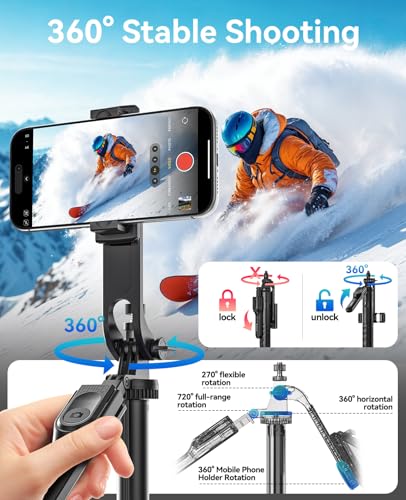 ORICO 69" Phone Tripod & Selfie Stick - 360° Rotatable Phone Holder for Multi-Angle Shooting, Wireless Remote, Extendable Stand for iPhone, Android, Camera, GoPro, Travel, Vlog, Recording - SPM175 - size: 69''