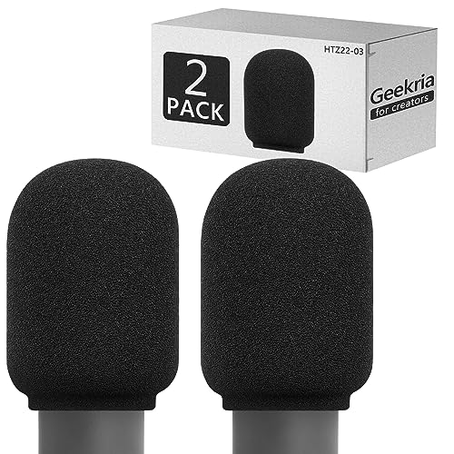 Geekria for Creators Foam Windscreen for 1.8" (45mm) Diameter Microphones, Antipop Foam Cover, Mic Wind Cover, Sponge Filter Compatible with MAONO AU-A04, Fifine K688 (Black / 2 Pack)