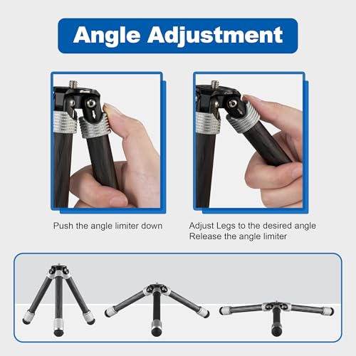 LEOFOTO Carbon Fiber Small Tabletop Travel Tripod, Weight 160g/0.35lb, Maxload 5kg/11lb, Lightweight Tripod Stand, 1/4" Inch Screw, for Camera/Phone Holder/Projector, MT-02C Long Version (MT-02CL) - size: MT-02CL Long Version