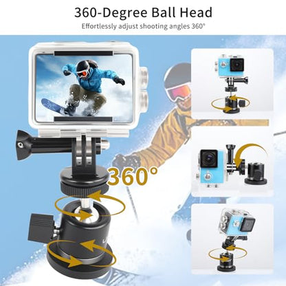 UTEBIT Magnet Camera Mount for Action Camera, with Phone Holder Mount,Black | 43mm Strong Magnetic Base Mount with 360° Rotation Ball Head, Compatible with Gopro Hero, DJI Osmo Action Osmo Nano, Insta360 - size: 43MM