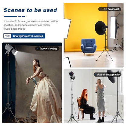 Godox Light Stand 210CM/83.9 in Extendable Photography Light Stand with 1/4” & 3/8” Universal Screw Reversible Portable Studio Lighting Tripod with Carry Bag Portable for Strobe Light Camera Softbox - size: 83.9in