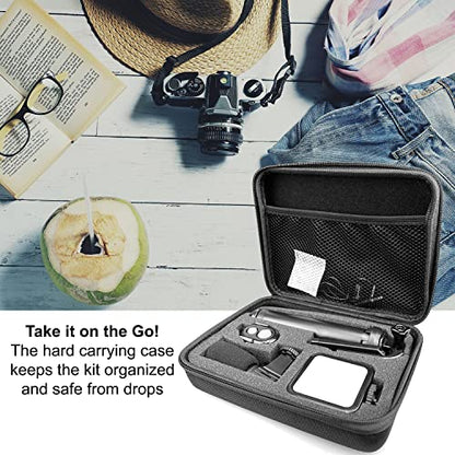 Selfie Stick Tripod Vlogging Kit for All Smartphones iPhone, Android w/LED Light, Rotating Phone Mount, Microphone, Bluetooth Remote, Hard Case for Live Stream, YouTube, Instagram TikTok