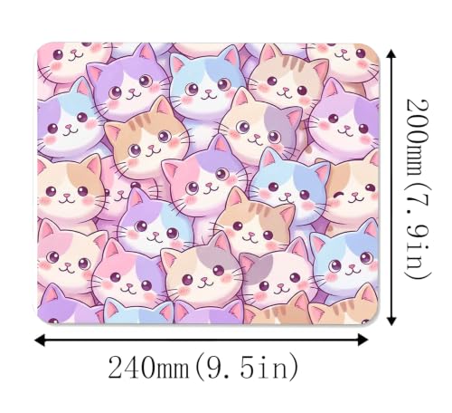 Colorful Cute Cat Lovers Gifts Mouse Mat, Waterproof Non Slip Rubber Base Mouse Pad for Office Laptop, 9.5x7.9x0.12 Inch - color: Cute Cats