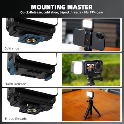 Mini Light for DJI Action Camera, Pocket 3 4 Fill Lighting Cold Hot Shoe LED Vlogging Light Attachment for DJI OSMO Pocket 3 4 Action 5 Pro 4 3, for GoPro Accessories